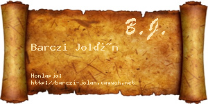 Barczi Jolán névjegykártya